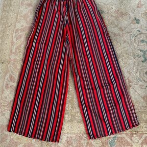 Joe B Red and Black Striped Wide Leg Pants
